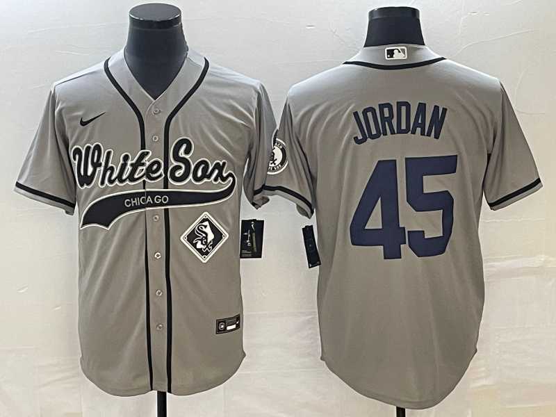 Mens Chicago White Sox #45 Michael Jordan Grey Cool Base Stitched Baseball Jersey->chicago white sox->MLB Jersey